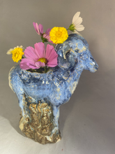 Load image into Gallery viewer, Bighorn Sheep Planter White blue and brown
